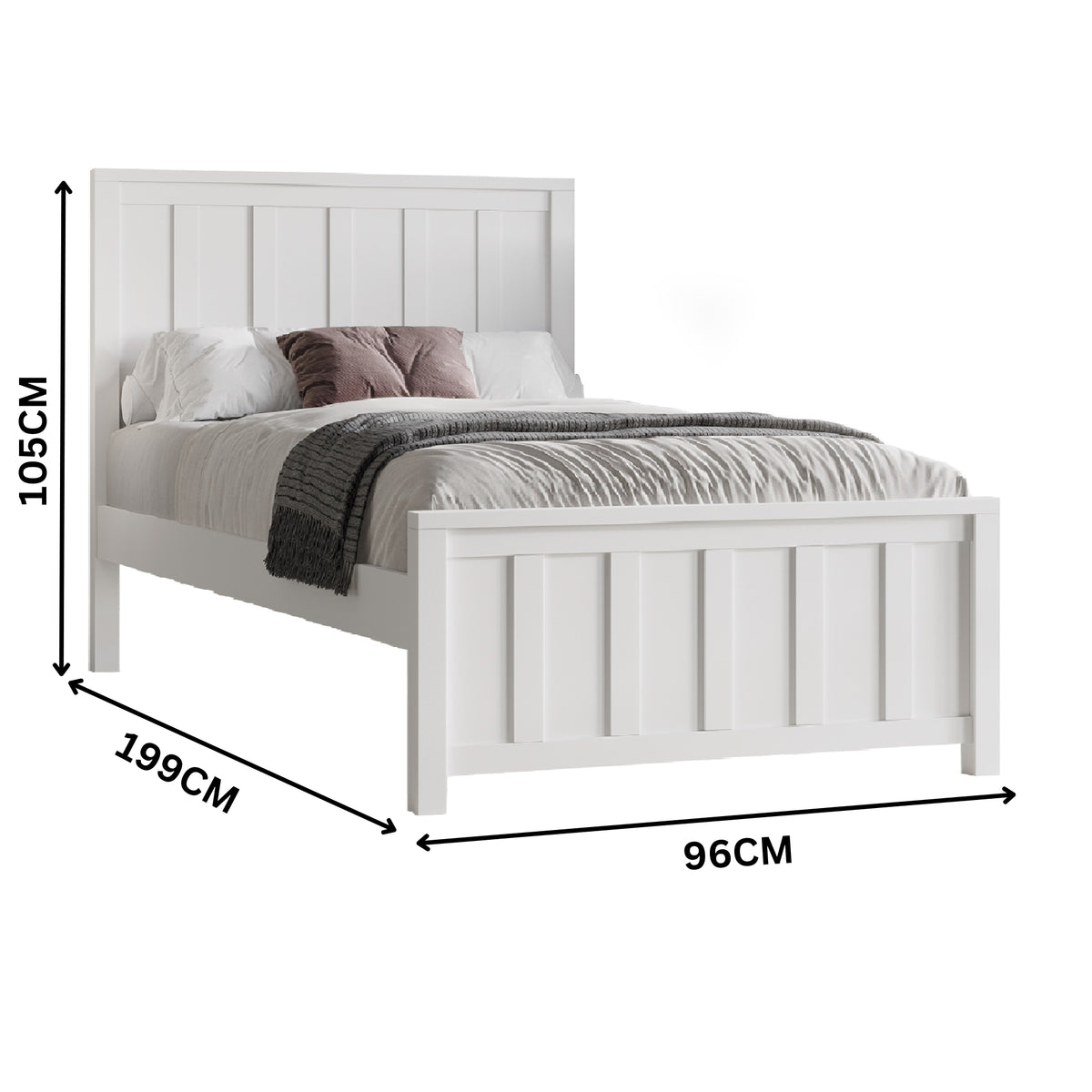 Jessica Single Size Bed Frame White