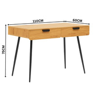 Jinan 110cm Study Desk Oak — dimensions diagram