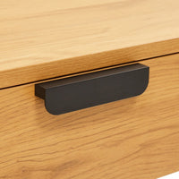 Jinan 110cm Study Desk Oak, close-up of the drawer handle