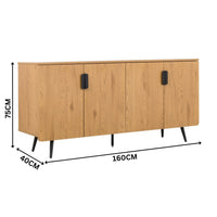 Jinan 160cm Sideboard Buffet Table Oak — dimensions diagram