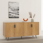 Jinan 160cm Sideboard Buffet Table Oak, in a living room beneath a landscape print