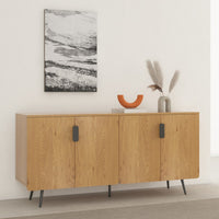 Jinan 160cm Sideboard Buffet Table Oak, in a living room beneath a landscape print