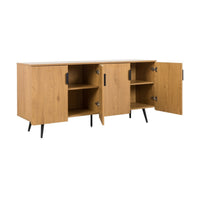 Jinan 160cm Sideboard Buffet Table Oak, front view with the doors open