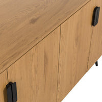 Jinan 160cm Sideboard Buffet Table Oak, close-up of the doors and handles