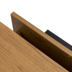 Jinan 2 Drawer Bedside Table Oak, close-up of an open drawer