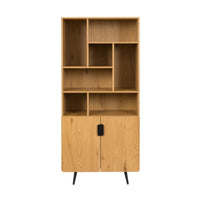 Jinan 80cm 2 Door Bookshelf Oak, front view on a white background