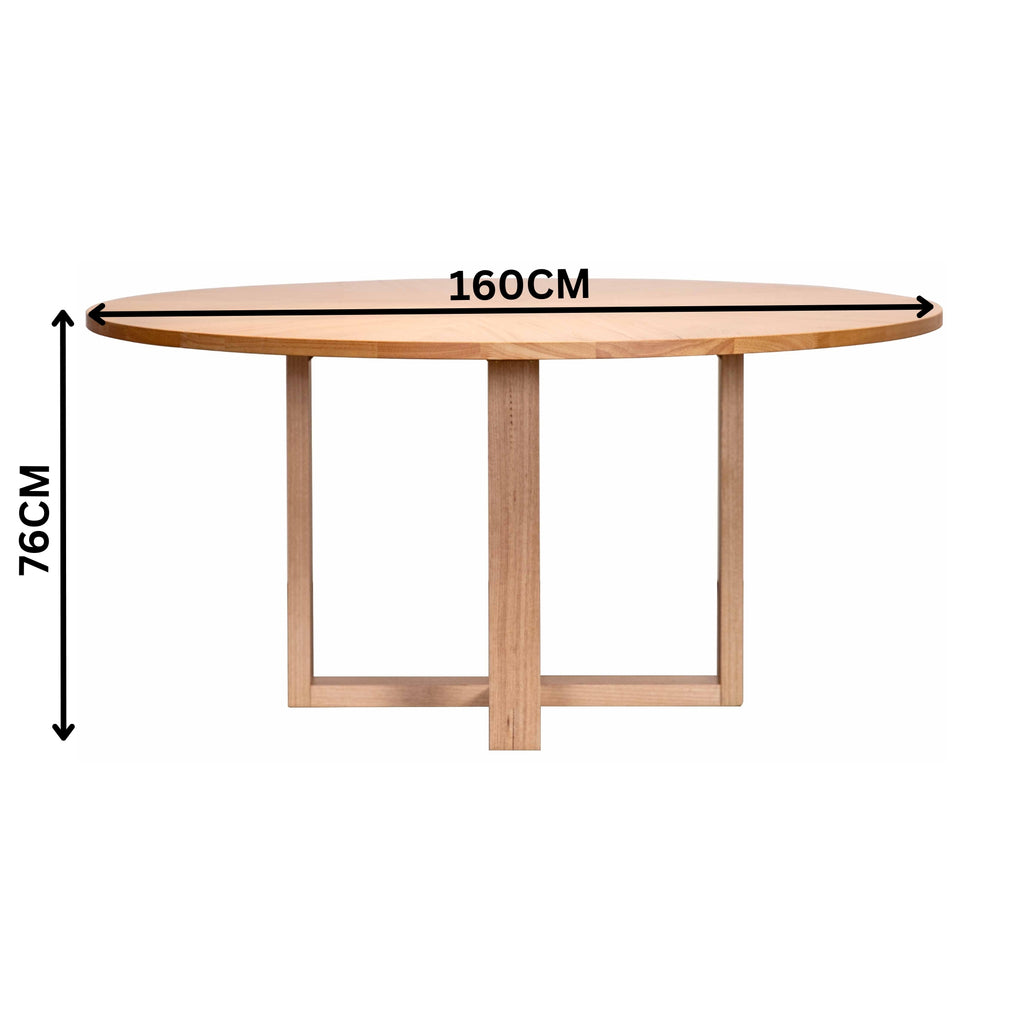 Jindy 160cm Round Dining Table Natural Oak