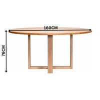 Jindy 160cm Round Dining Table Natural Oak