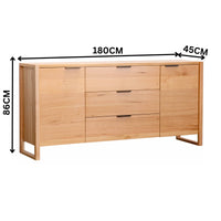 Jindy 180cm Buffet Table Natural Oak