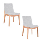 Jindy 2pc Set Dining Chair Fabric Seat Grey
