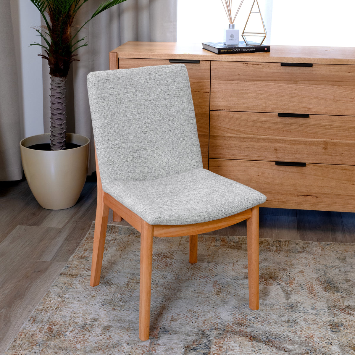 Jindy 2pc Set Dining Chair Fabric Seat Grey