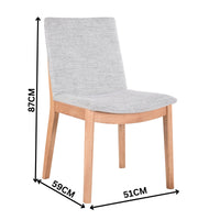 Jindy 2pc Set Dining Chair Fabric Seat Grey