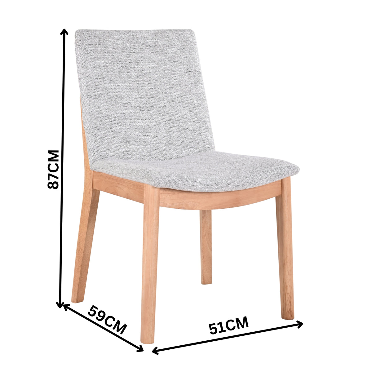 Jindy 2pc Set Dining Chair Fabric Seat Grey