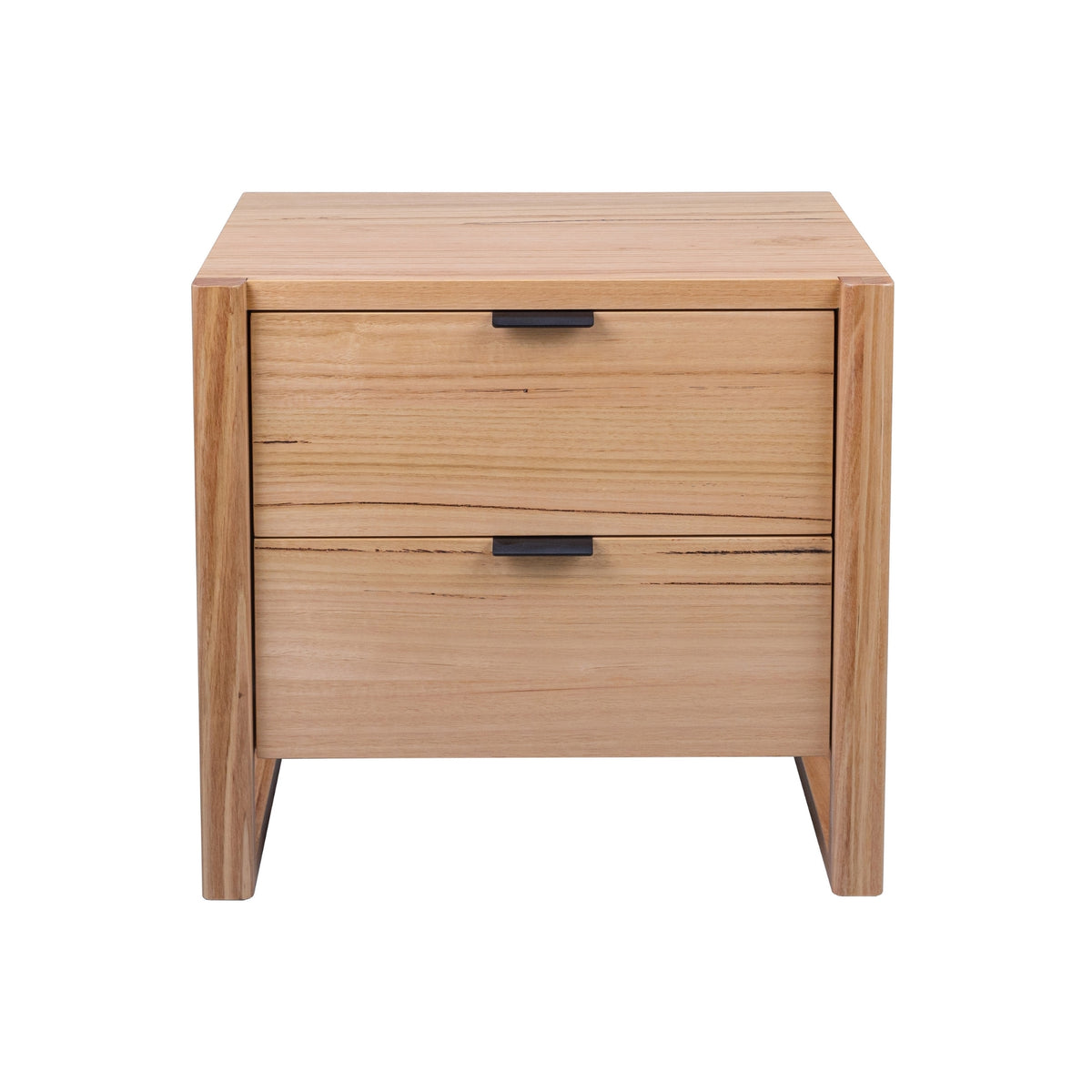 Jindy 4pc Set Queen Bed Frame Bedside Table Tallboy Natural Oak