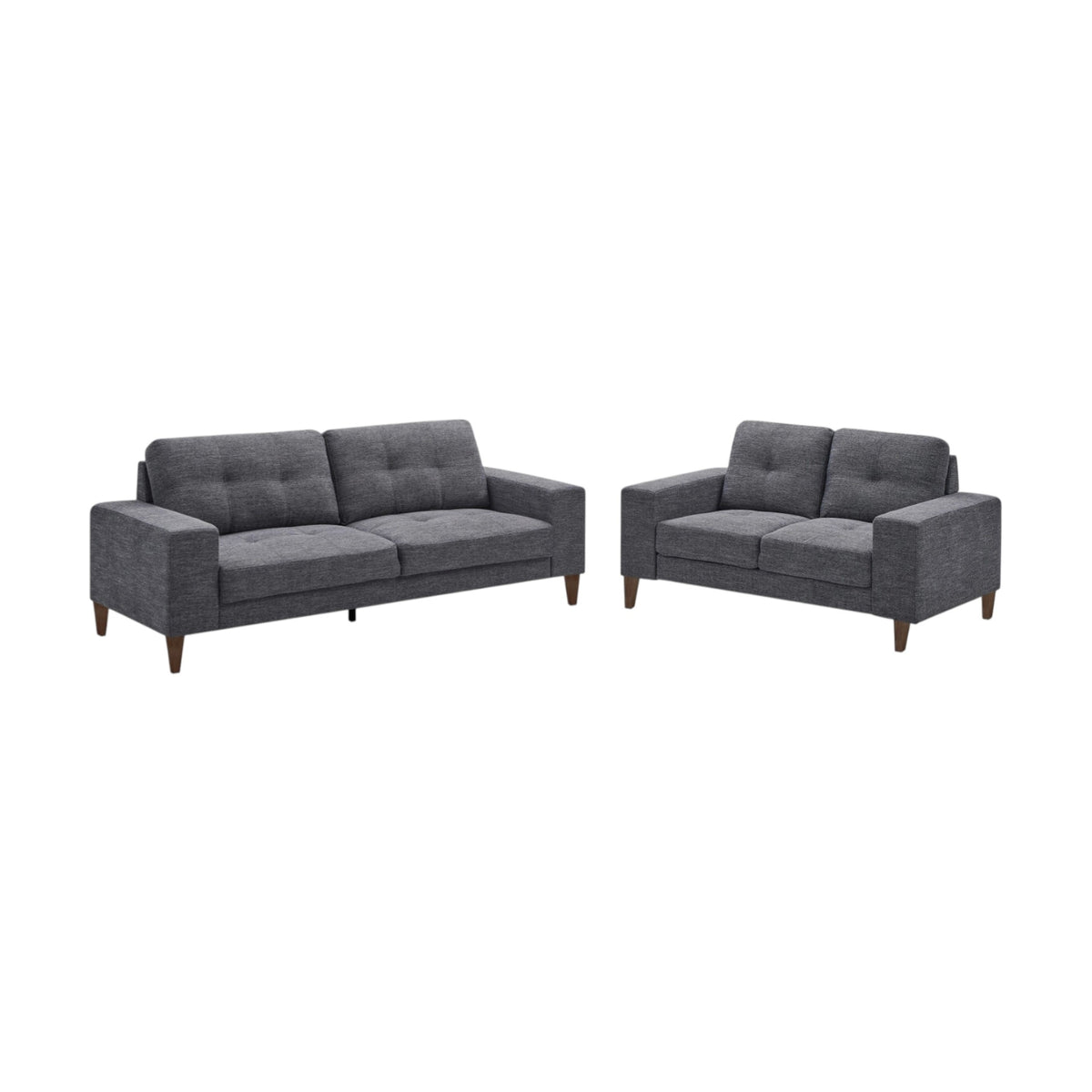 Juliet 2 + 3 Seater Sofa Set Soft Fabric Uplholstered Lounge Couch Licorice Grey