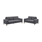 Juliet 2 + 3 Seater Sofa Set Soft Fabric Uplholstered Lounge Couch Licorice Grey