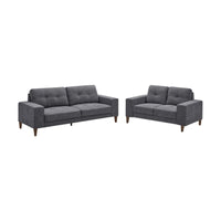 Juliet 2 + 3 Seater Sofa Set Soft Fabric Uplholstered Lounge Couch Licorice Grey