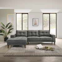 Juliet Fabric Chaise Sofa Licorice Grey Left