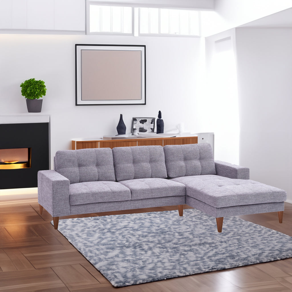 Juliet Fabric Chaise Sofa Grey Right