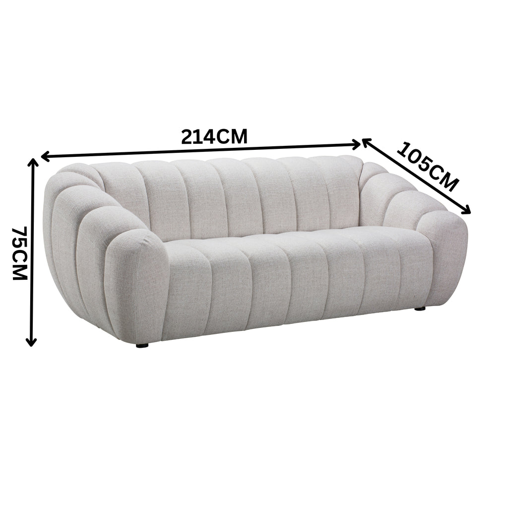 Juno 3 Seater Fabric Sofa Lounge Beige