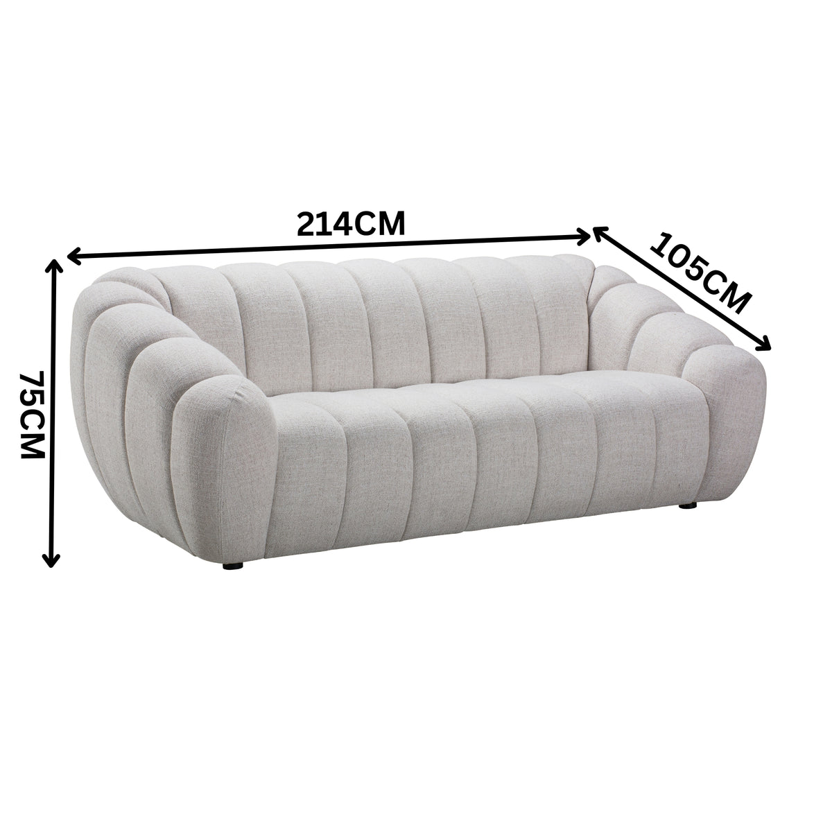 Juno 3 Seater Fabric Sofa Lounge Beige
