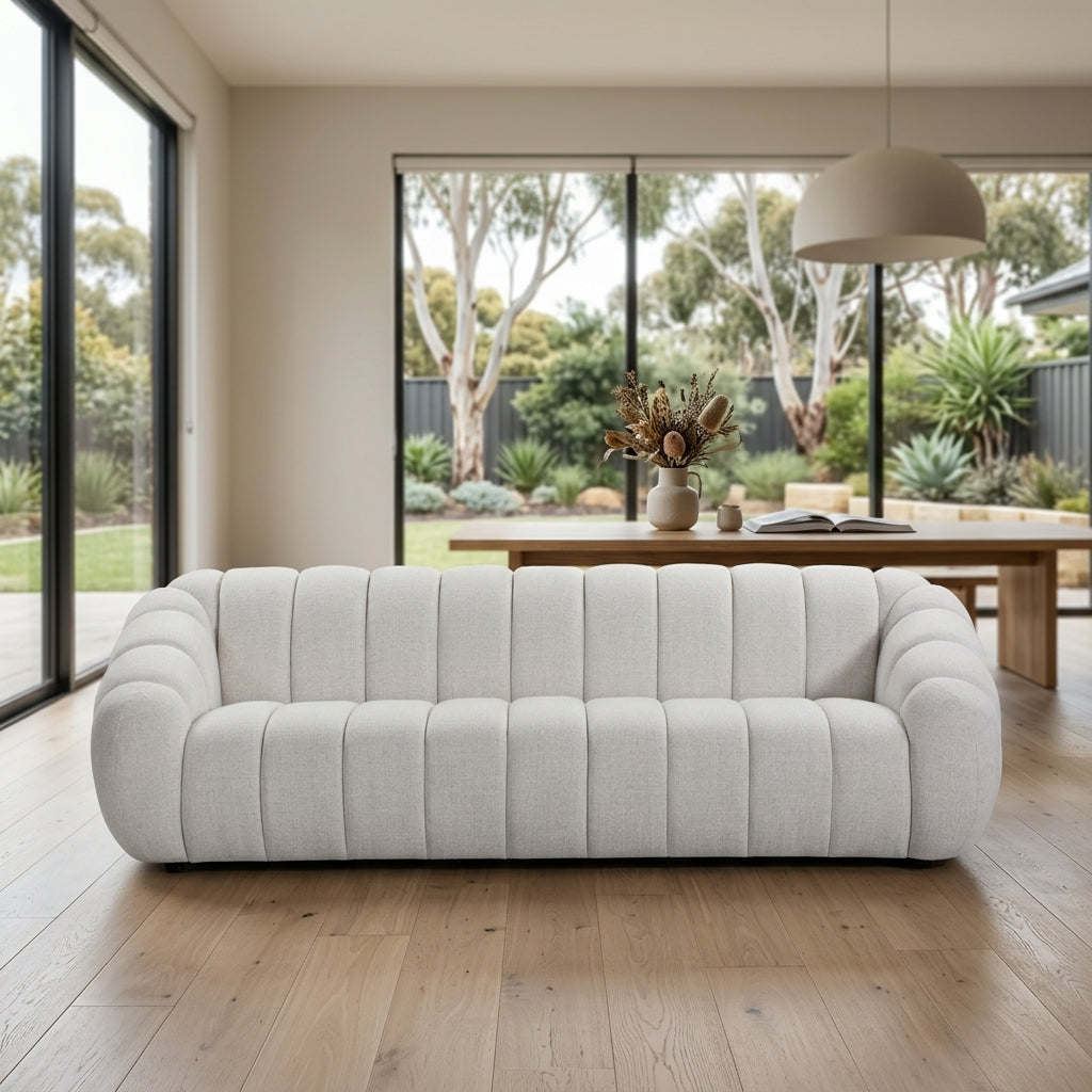 Juno 4 Seater Fabric Sofa Lounge Beige
