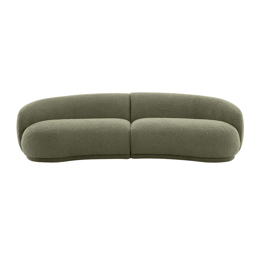 Justus 4 Seater Curved Boucle Sofa Green