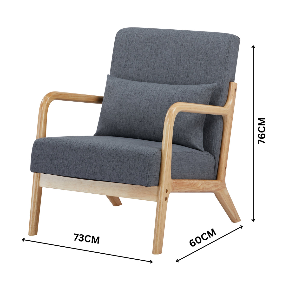 Kamden Pine Wood Armchair Charcoal 