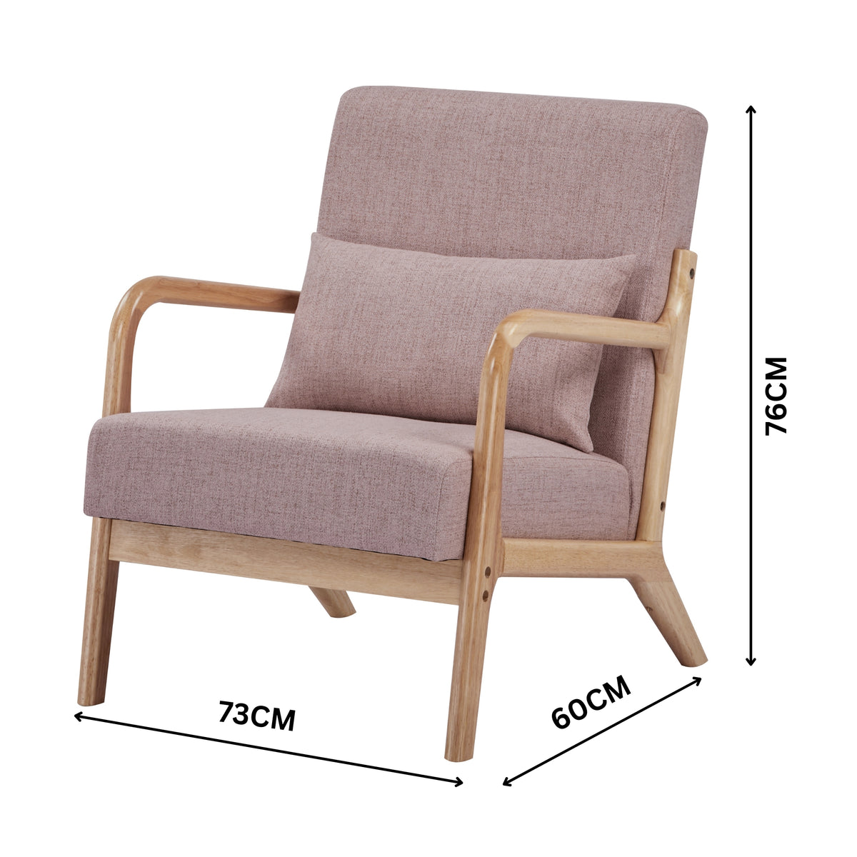 Kamden Pine Wood Armchair Pink 