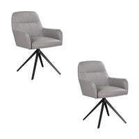 Kelvin 2pc Set Genuine Leather Swivel Arm Dining Chair Wheat Cream