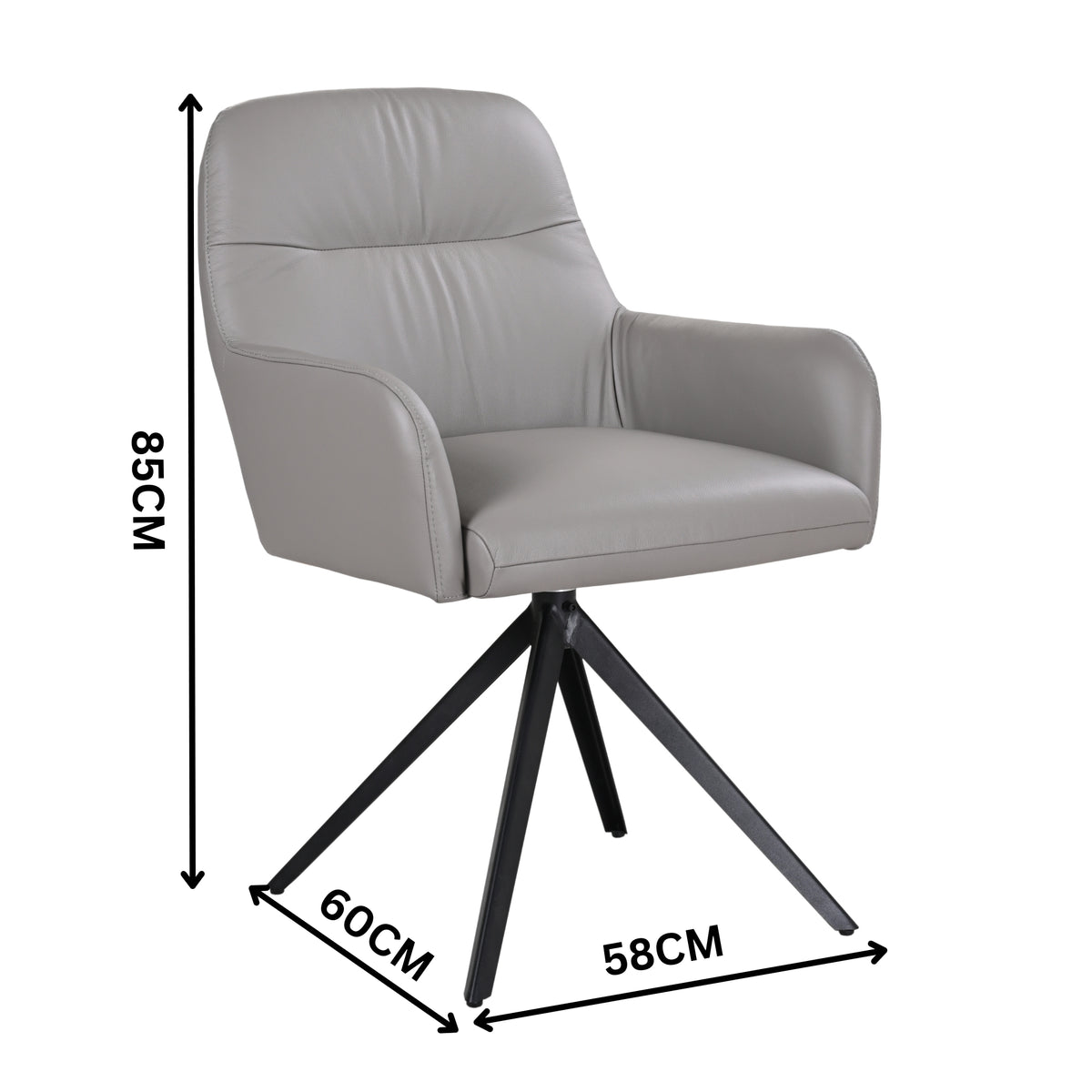 Kelvin 2pc Set Genuine Leather Swivel Arm Dining Chair Wheat Cream