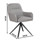 Kelvin 2pc Set Genuine Leather Swivel Arm Dining Chair Wheat Cream