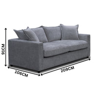 Kensington 2 Seater Fabric Sofa Pullout Bed Pewter Dark Grey