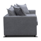 Kensington 2 Seater Fabric Sofa Pullout Bed Pewter Dark Grey