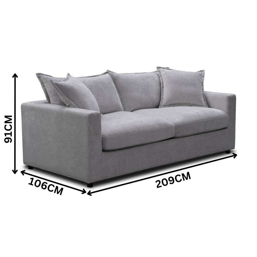 Kensington 2 Seater Fabric Sofa Pullout Bed Silver Grey