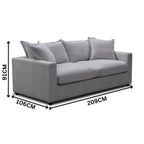 Kensington 2 Seater Fabric Sofa Pullout Bed Silver Grey