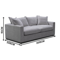 Kensington 2 Seater Fabric Sofa Pullout Bed Silver Grey