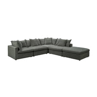Kensington 4 Seater Corner Fabric Sofa Modular Lounge Ottoman Pewter Dark Grey