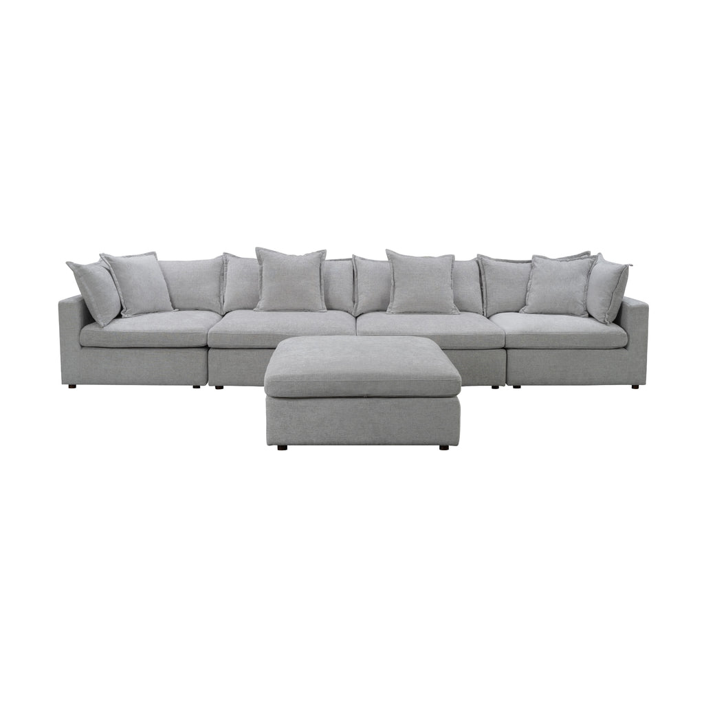 Kensington 4 Seater Corner Fabric Sofa Modular Lounge Ottoman Silver Grey