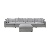 Kensington 4 Seater Corner Fabric Sofa Modular Lounge Ottoman Silver Grey