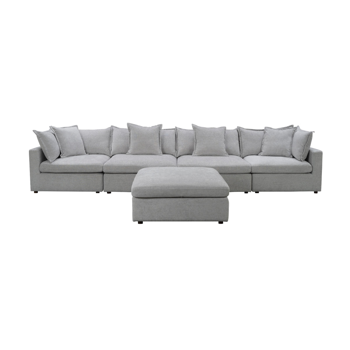 Kensington 4 Seater Corner Fabric Sofa Modular Lounge Ottoman Silver Grey