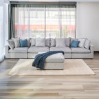 Kensington 4 Seater Corner Fabric Sofa Modular Lounge Ottoman Silver Grey