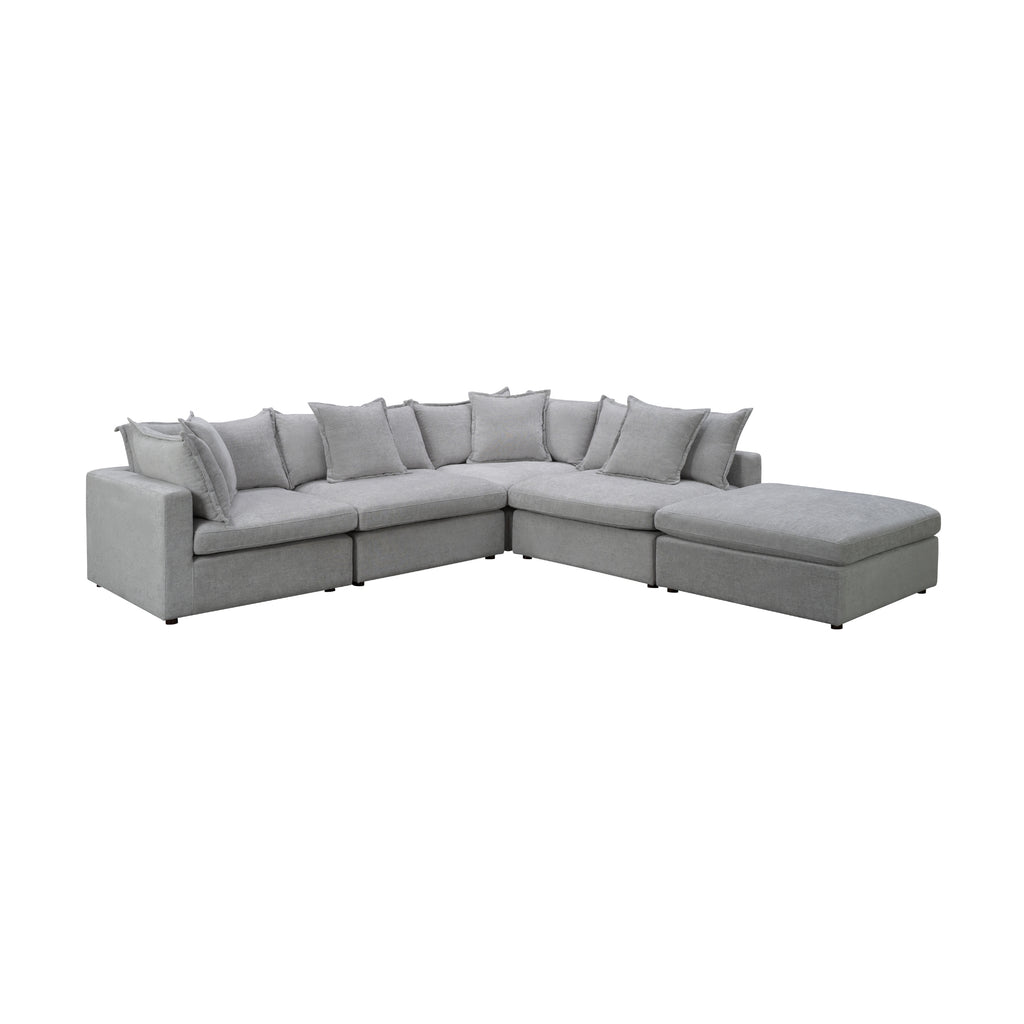 Kensington 4 Seater Corner Fabric Sofa Modular Lounge Ottoman Silver Grey