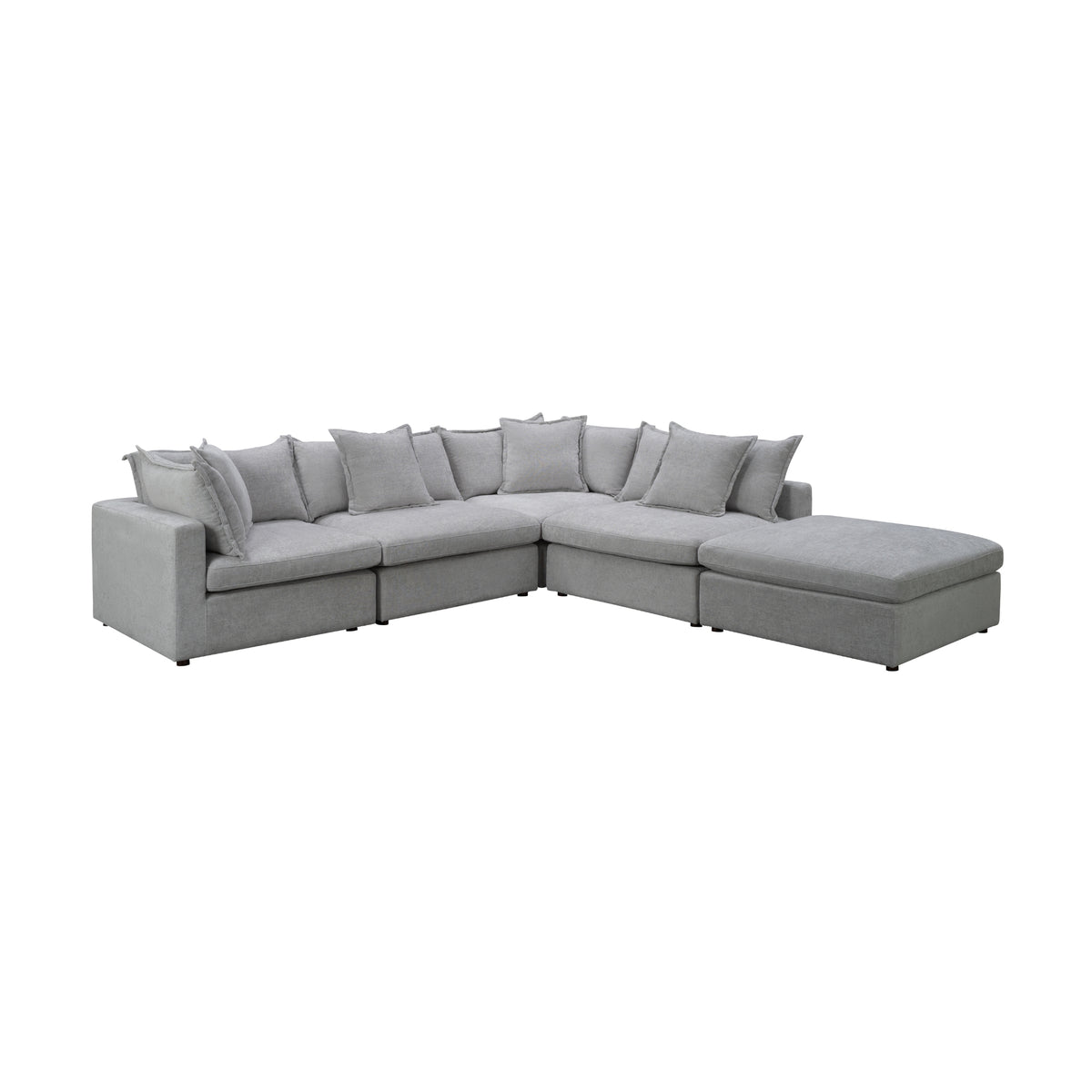 Kensington 4 Seater Corner Fabric Sofa Modular Lounge Ottoman Silver Grey