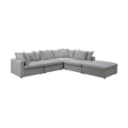 Kensington 4 Seater Corner Fabric Sofa Modular Lounge Ottoman Silver Grey
