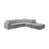 Kensington 4 Seater Corner Fabric Sofa Modular Lounge Ottoman Silver Grey