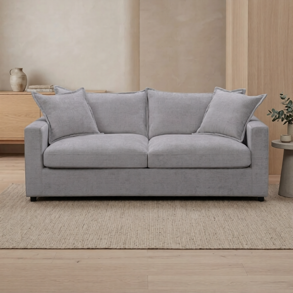 Kensington 2 Seater Fabric Sofa Pullout Bed Silver Grey