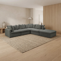 Kensington 4 Seater Corner Fabric Sofa Modular Lounge Ottoman Pewter Dark Grey