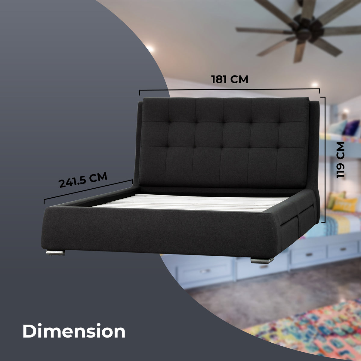 Kiama Bed Frame Grey Queen 