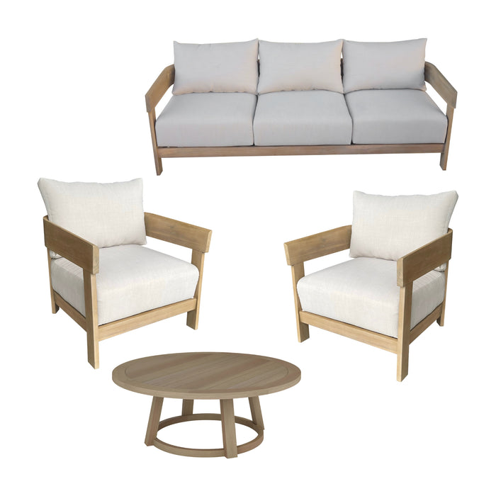 Kirra Outdoor 1 + 1 + 3 Seater Coffee Table Set Chair Sofa Lounge Acacia Timber Frame